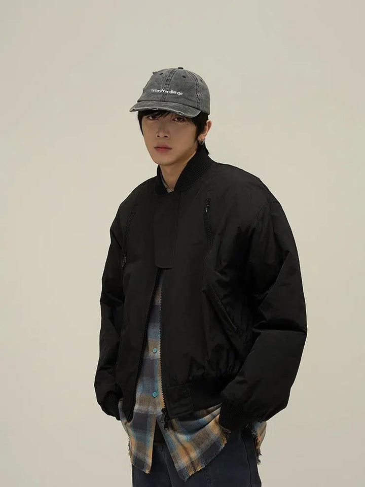 Black Bomber Quilted Jacket