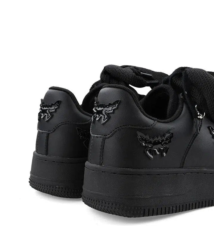 Black Butterfly Print Sneakers