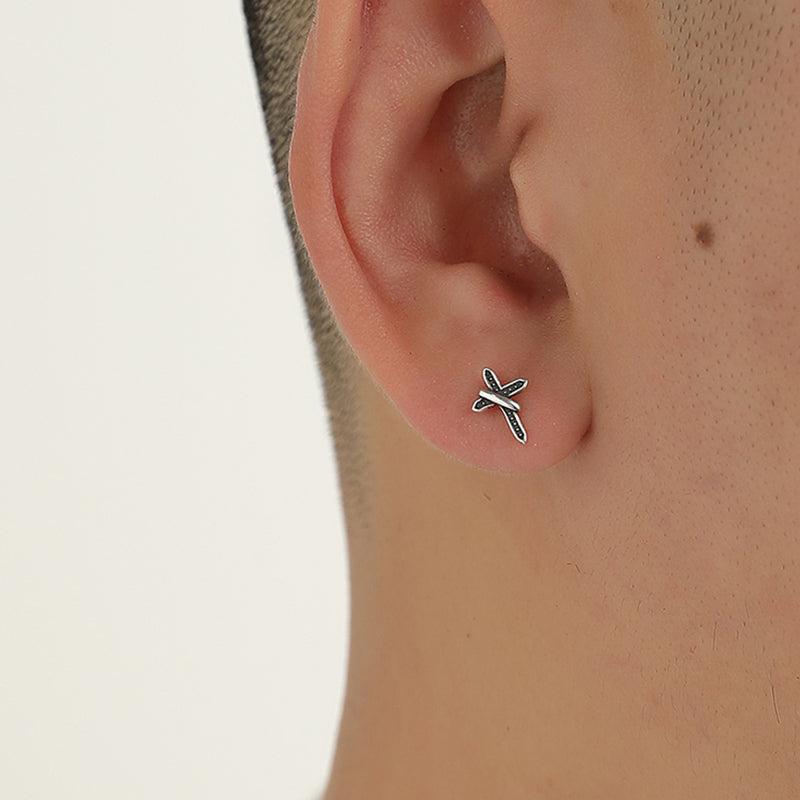 Black Cross Stud Earrings