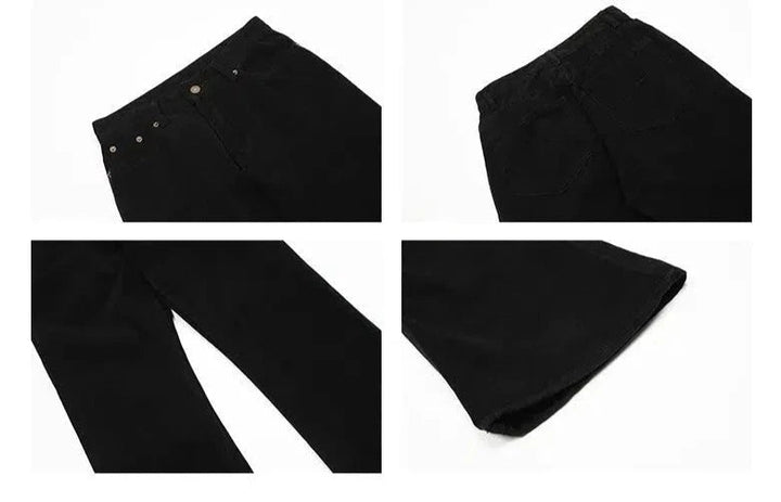 Black Distressed Slim Straight-Leg Jeans