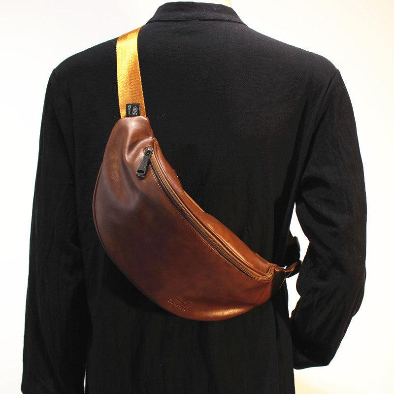 Black Faux Leather Chest Bag