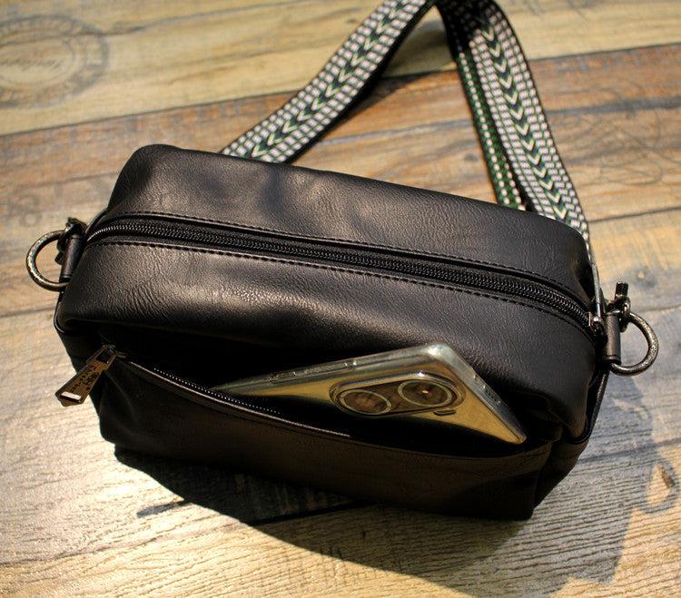 Black Faux Leather Crossbody Bag