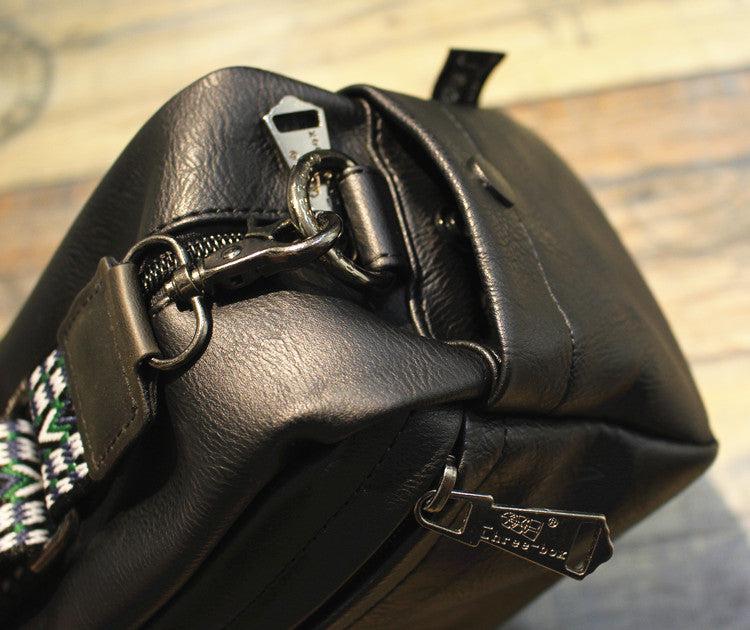 Black Faux Leather Crossbody Bag