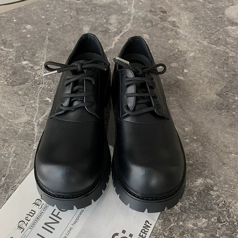 Black Lace Up Leather Shoes