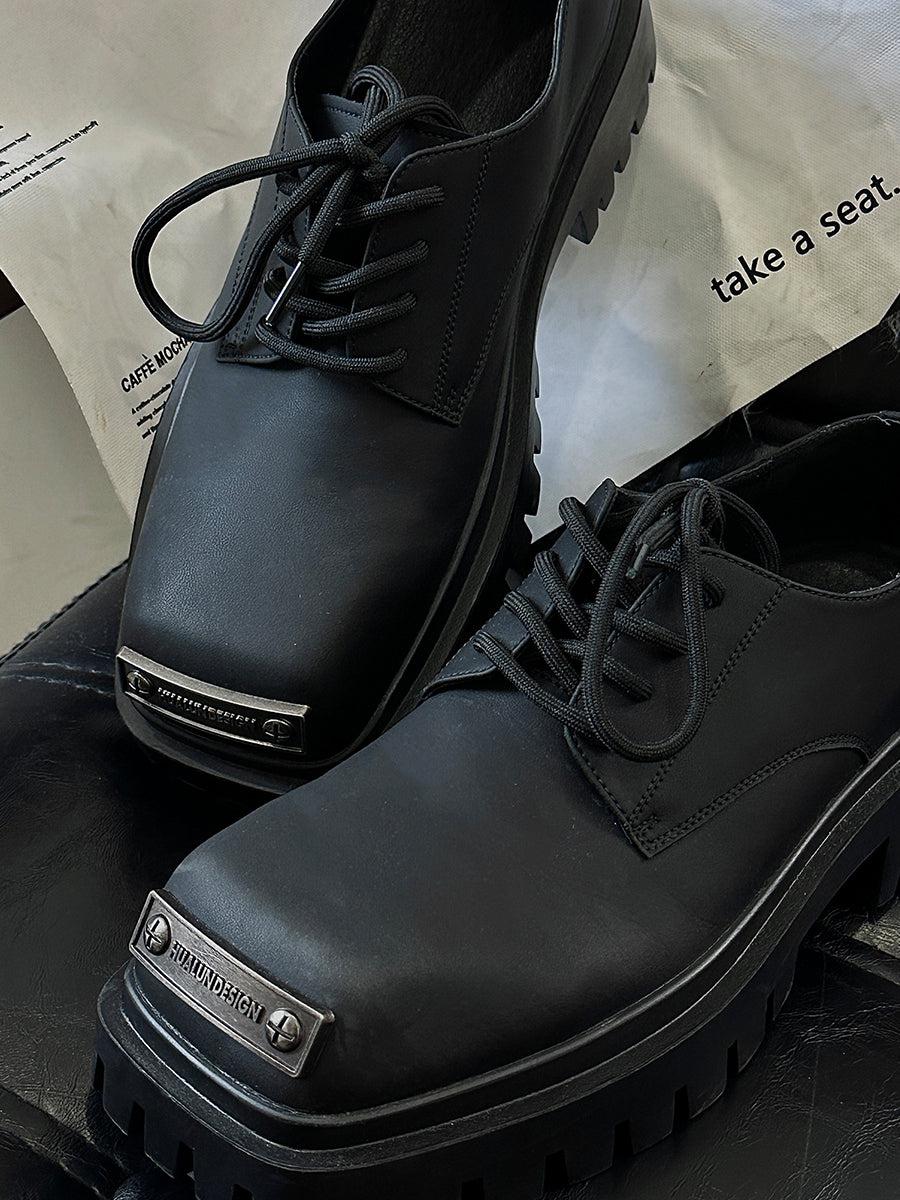 Black Lace-Up Leather Shoes