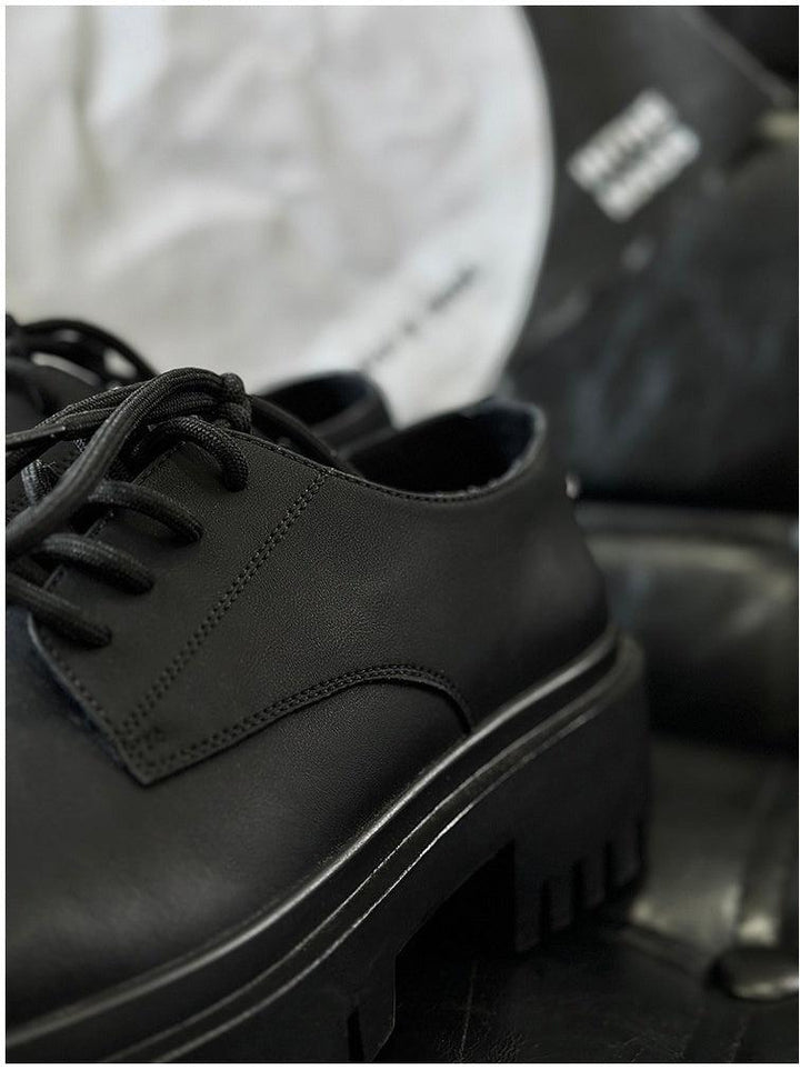 Black Lace-Up Leather Shoes