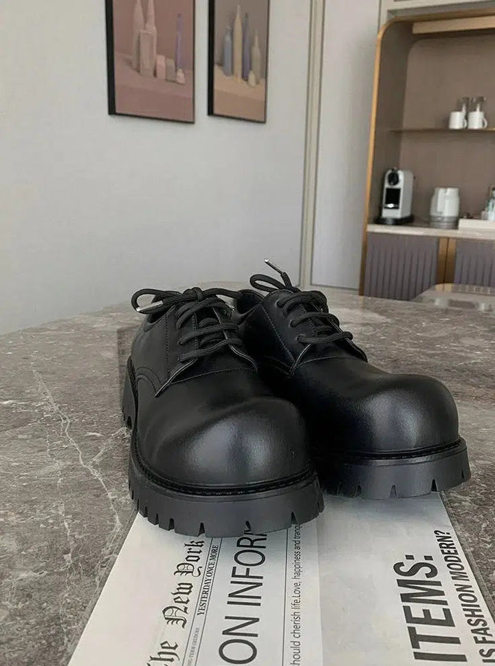 Black Lace Up Leather Shoes