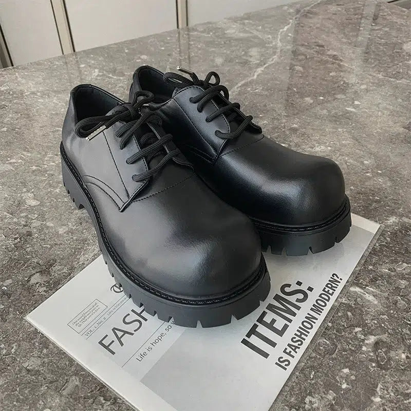 Black Lace Up Leather Shoes