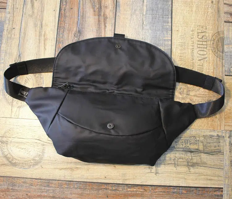 Black Leather Sports Crossbody Bag