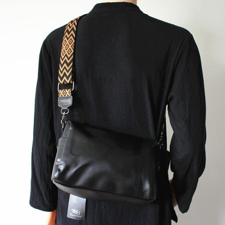 Black Leather Zipper Shoulder Bag