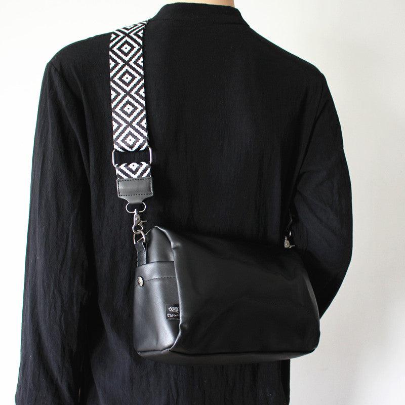 Black Leather Zipper Shoulder Bag