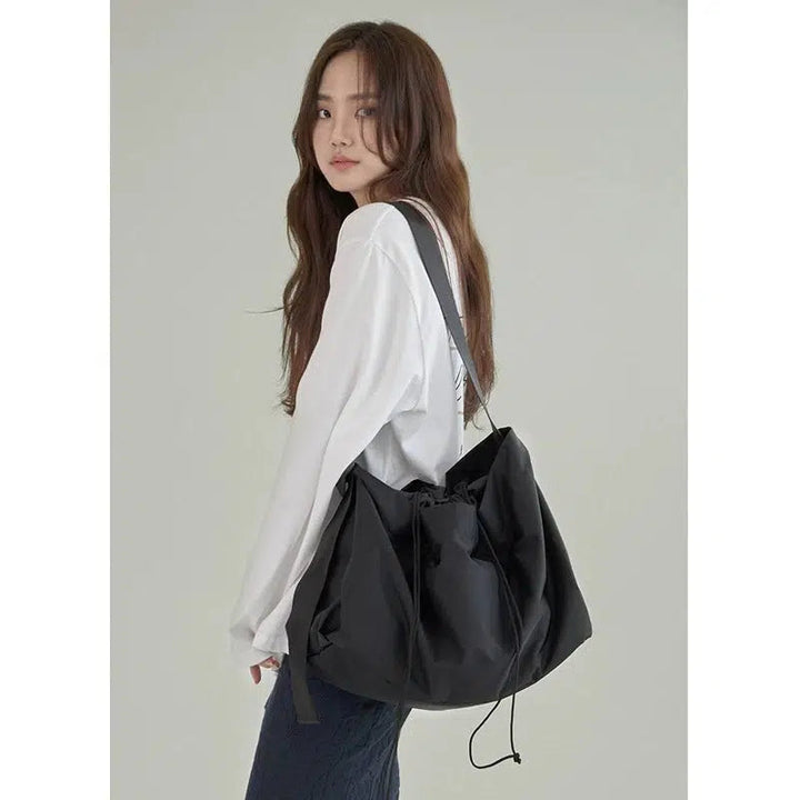 Black Nylon Drawstring Bag