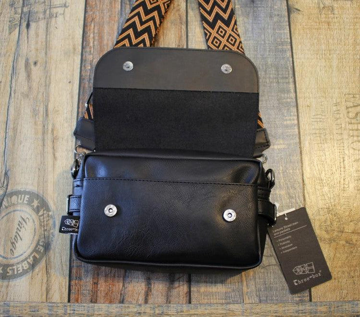 Black PU Leather Messenger Bag