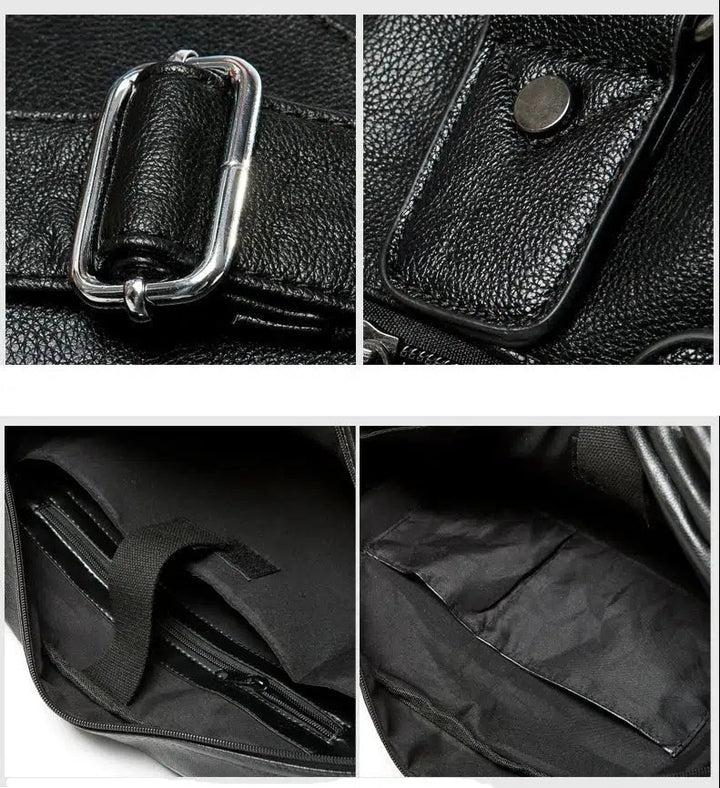 Black PU Leather Travel Bag