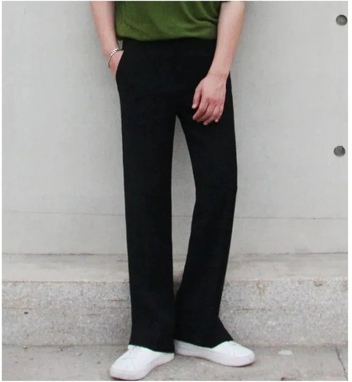 Black Side Slit Pleated Pants