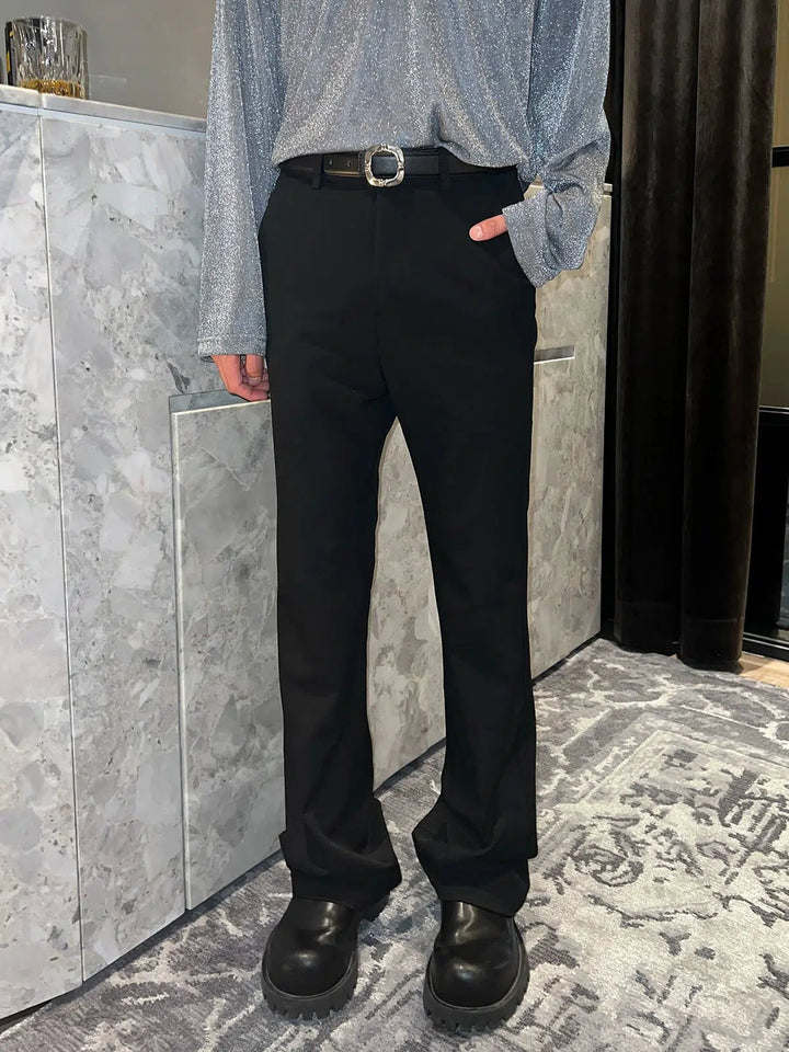 Black Straight-Leg Formal Pants