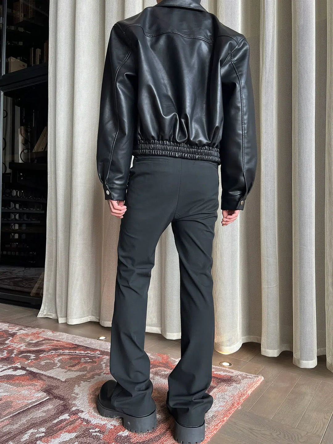 Black Straight-Leg Formal Pants