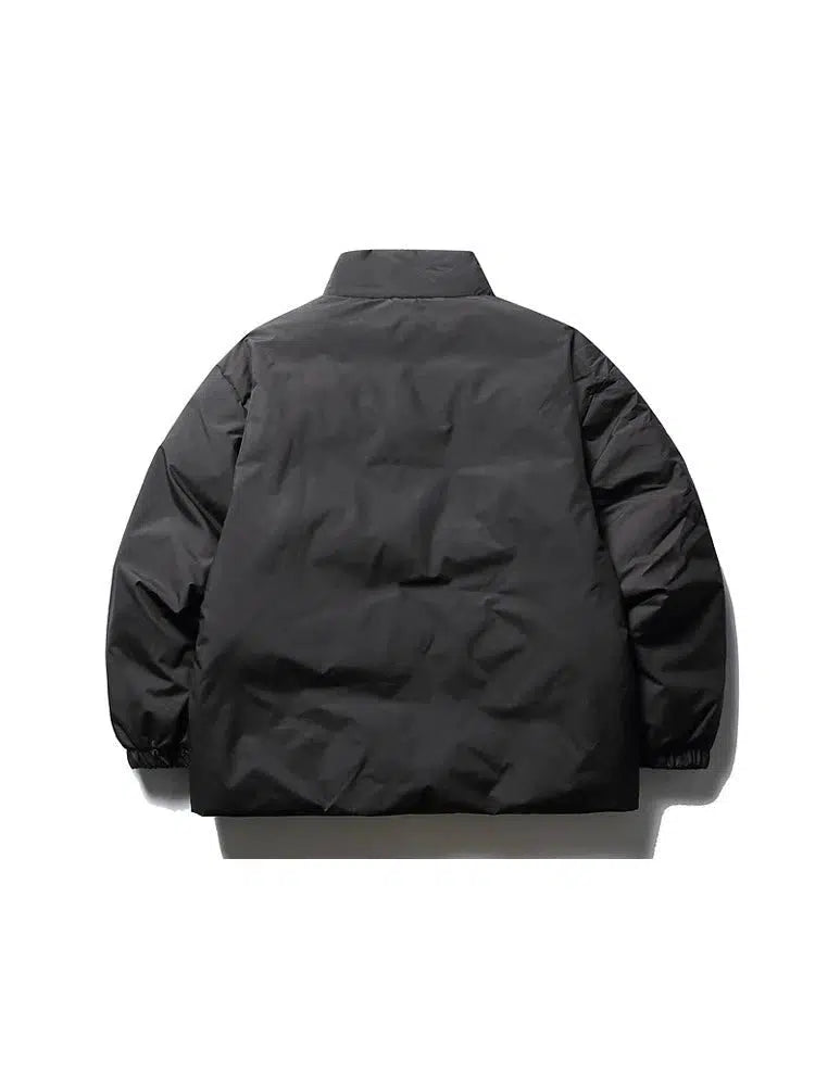 Black V-neck Padded Jacket