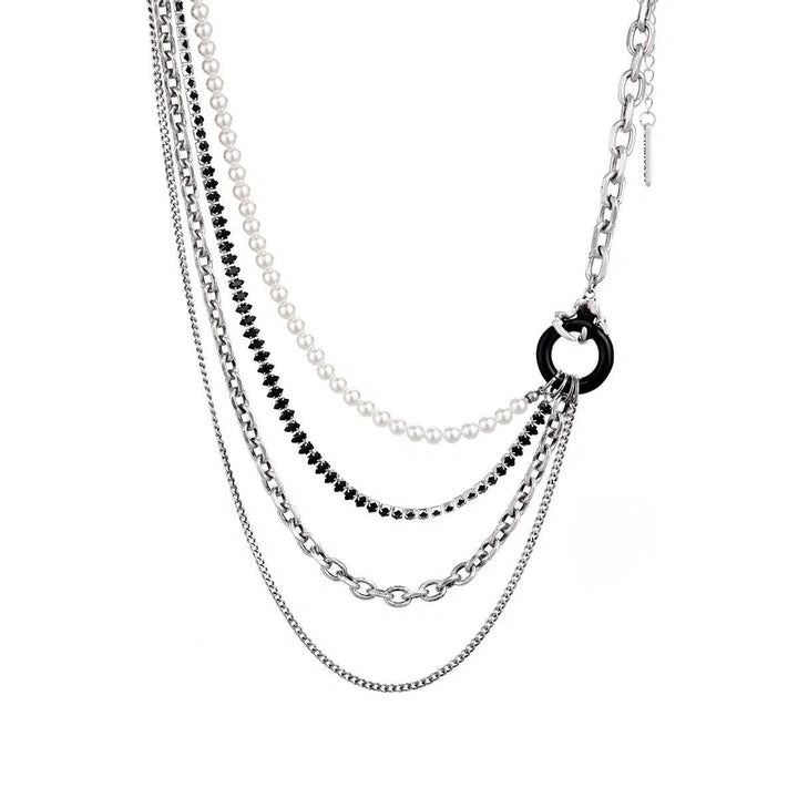 Black Zircon Pearl Necklace