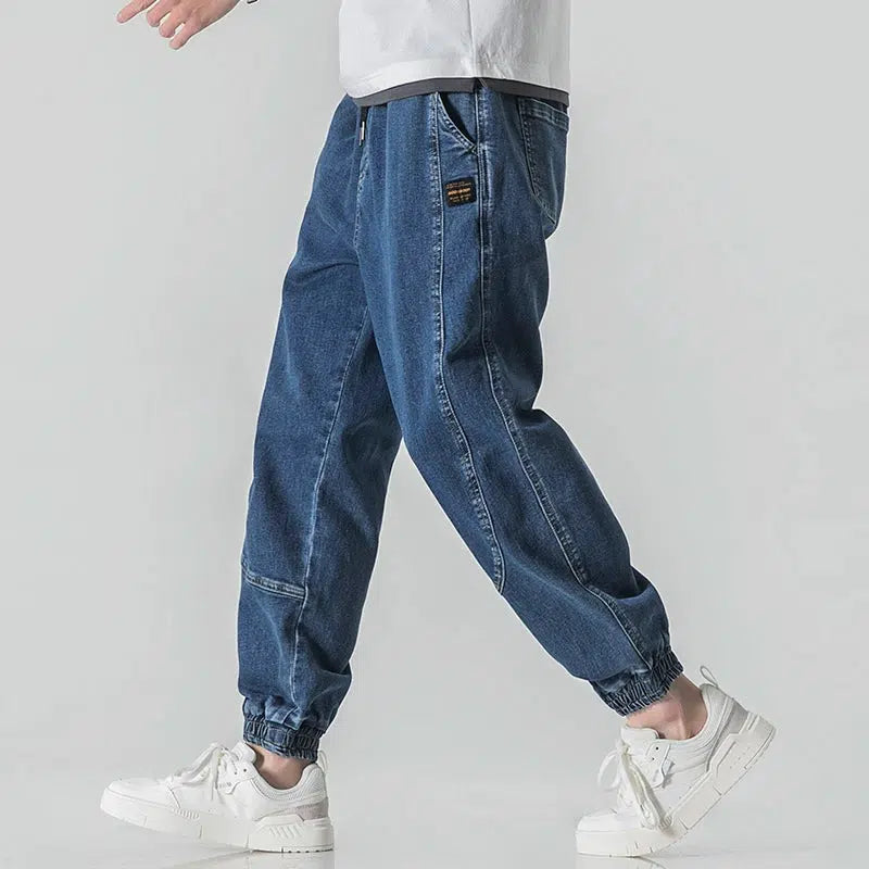 Blue Drawstring Sports Jeans