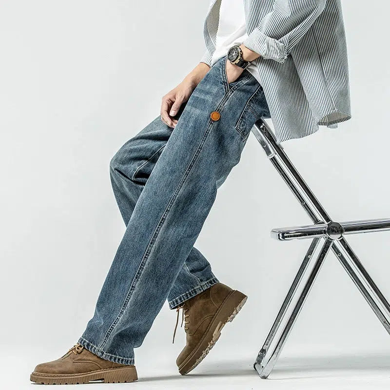 Blue Straight Leg Jeans