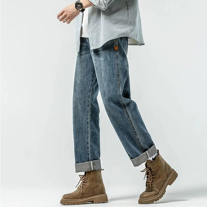 Blue Straight Leg Jeans