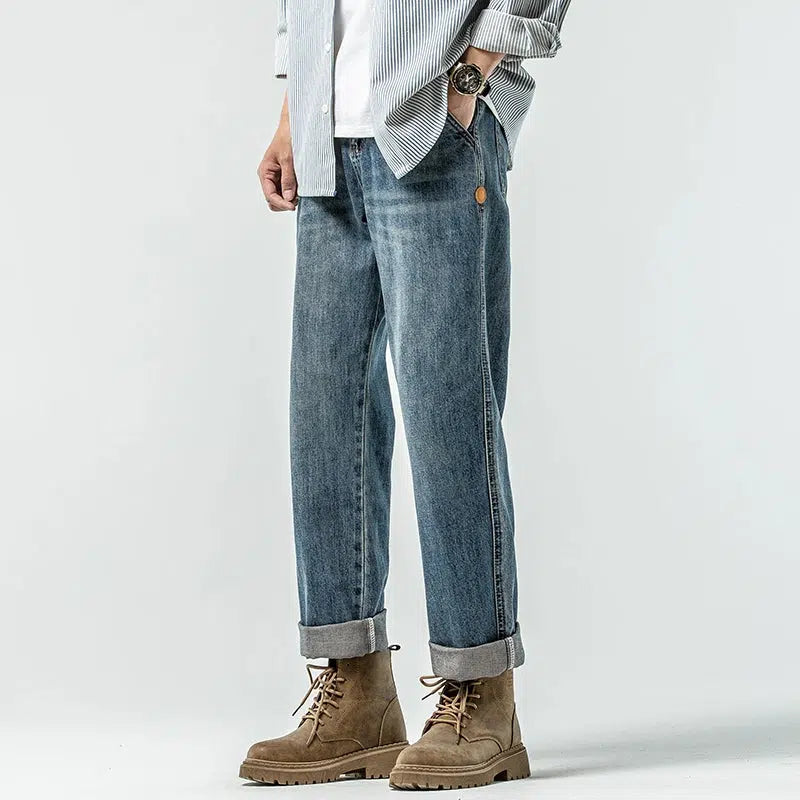 Blue Straight Leg Jeans