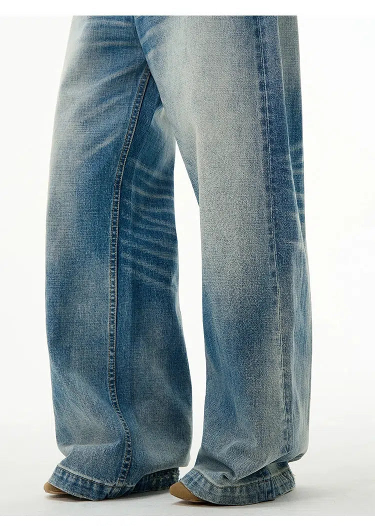 Blue Straight Wide-leg Jeans