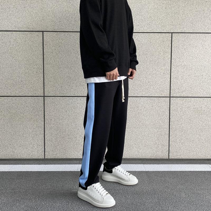 Blue Stripe Elastic Sports Pants