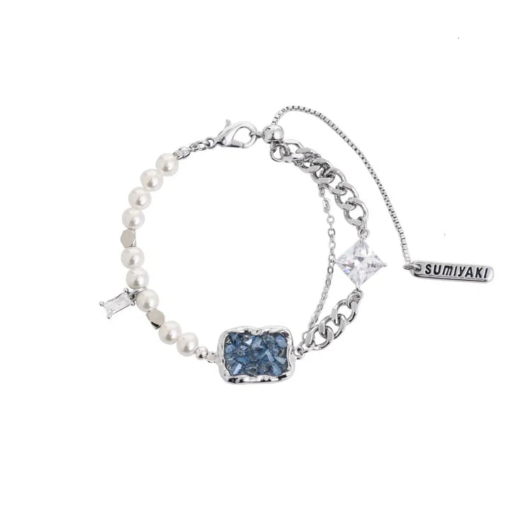 Blue Zircon Pearl Bracelet