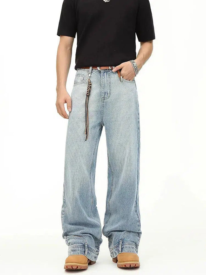 Blue inverted Straight-leg Jeans