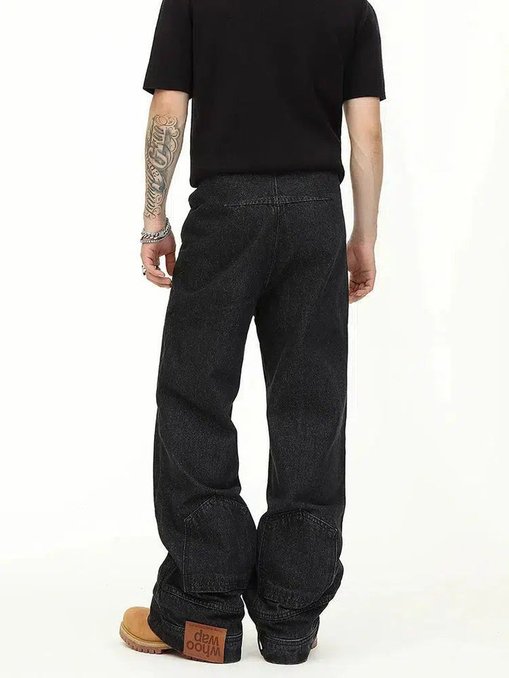 Blue inverted Straight-leg Jeans