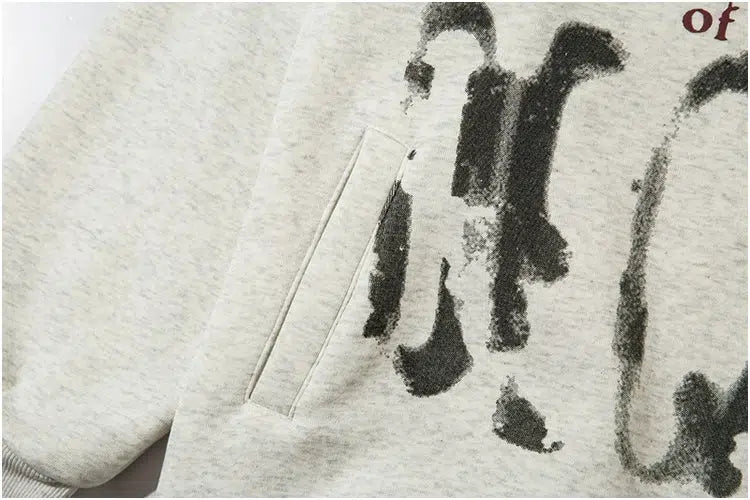 Blurred Letter Printed Hooded Sweatshirt