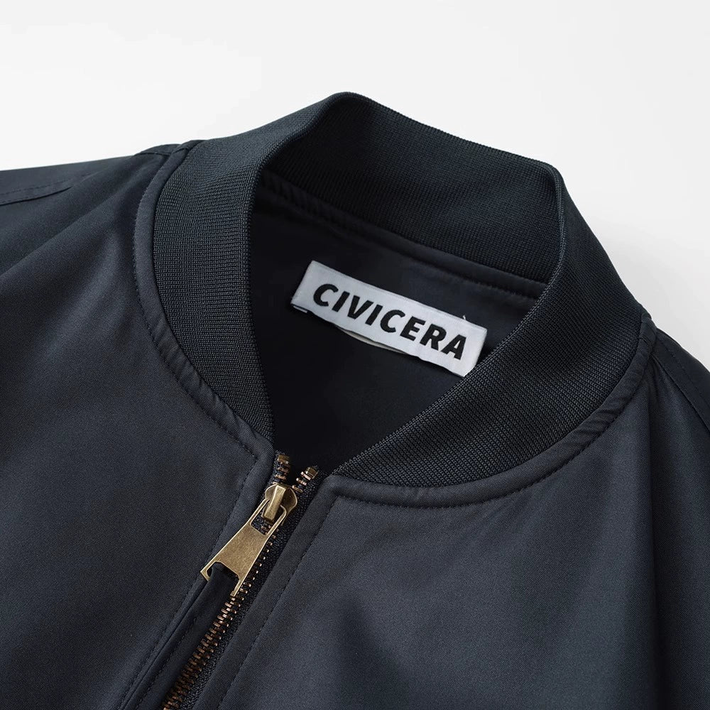 Zipper Closure Bomber Jacket