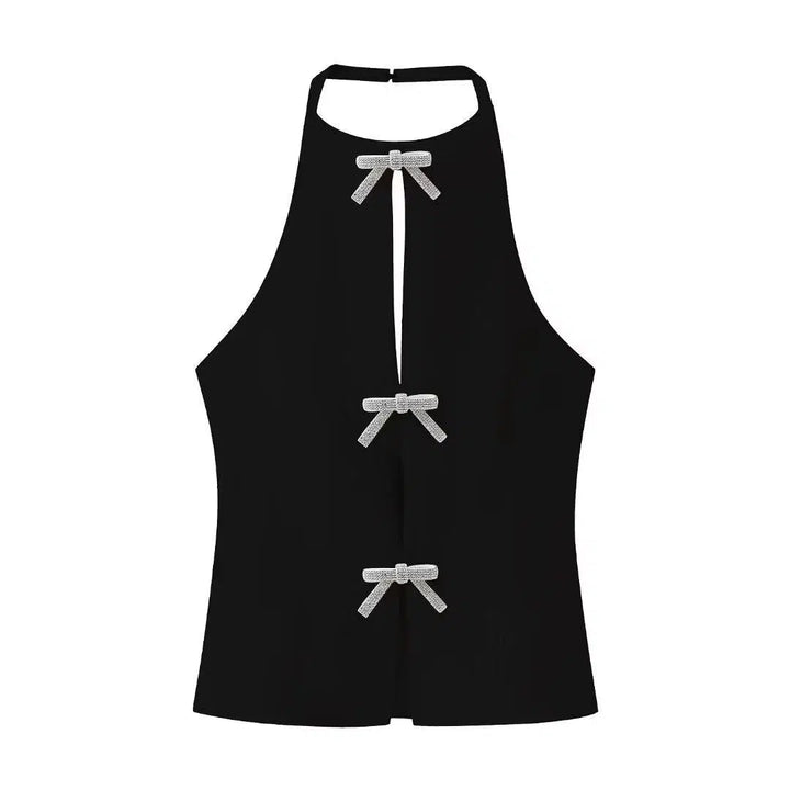 Bow Accent Halter Tank Top