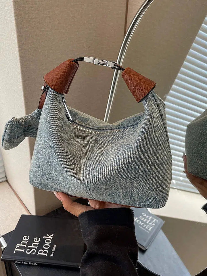 Bow Accent Handmade Denim Bag