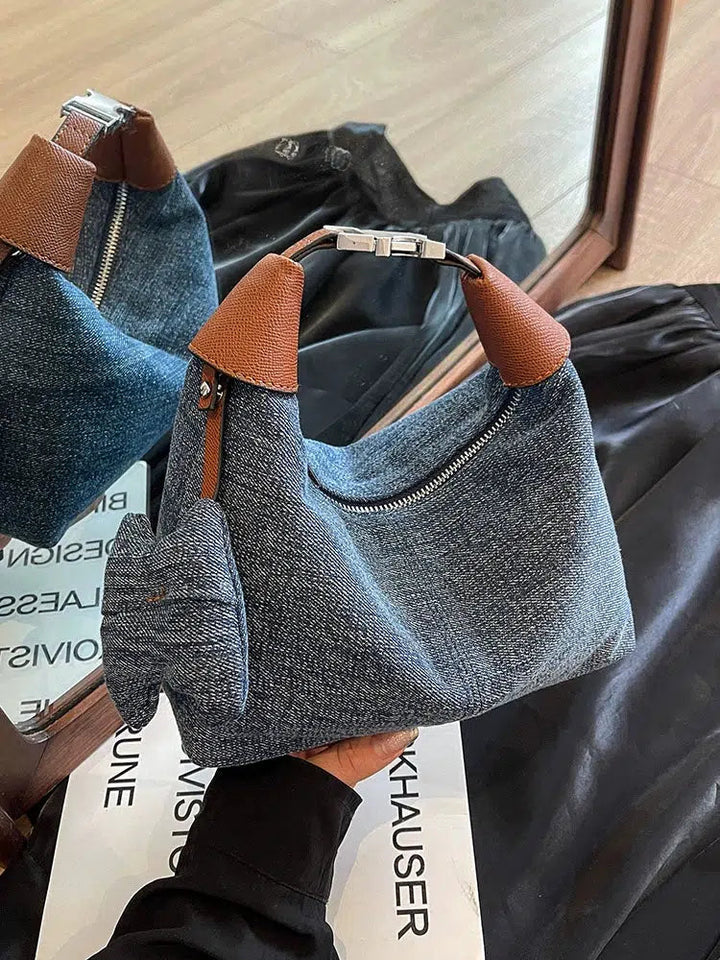 Bow Accent Handmade Denim Bag