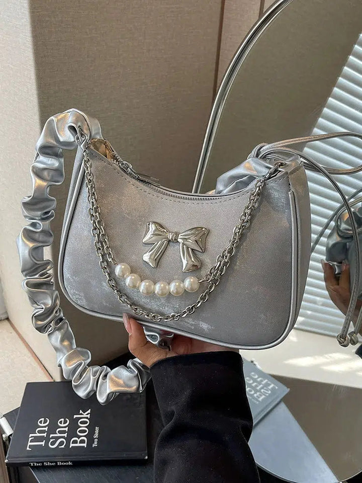 Bow Pearl Chain Shoulder Bag