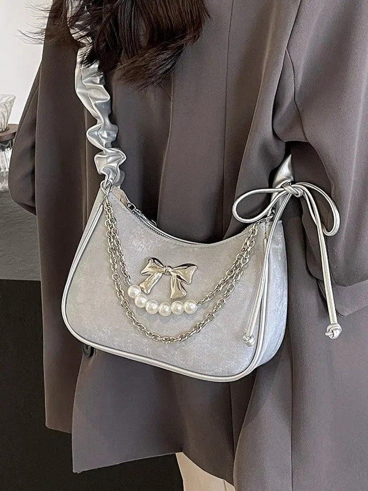 Bow Pearl Chain Shoulder Bag