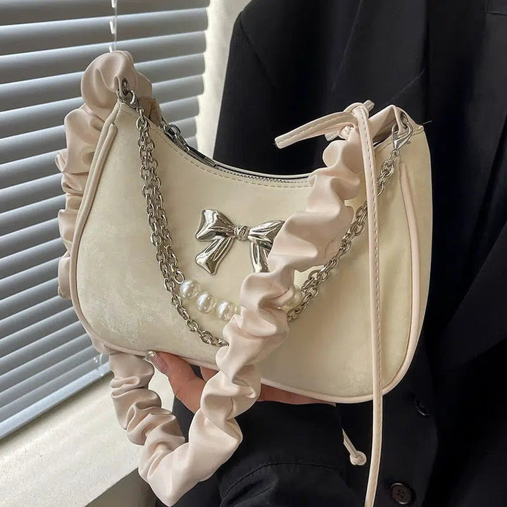 Bow Pearl Chain Shoulder Bag