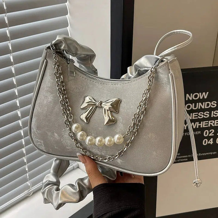 Bow Pearl Chain Shoulder Bag