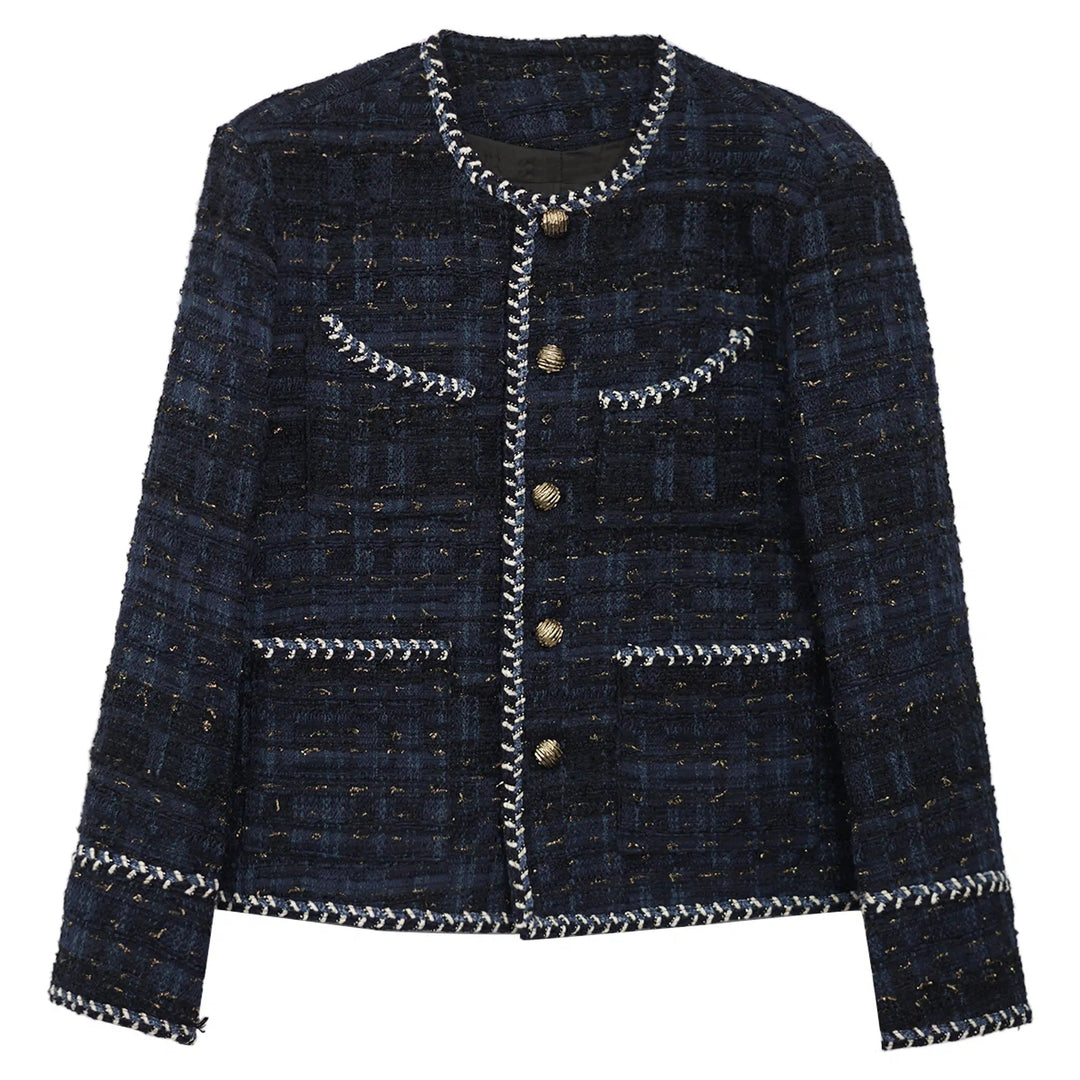 Braided Round Neck Tweed Jacket