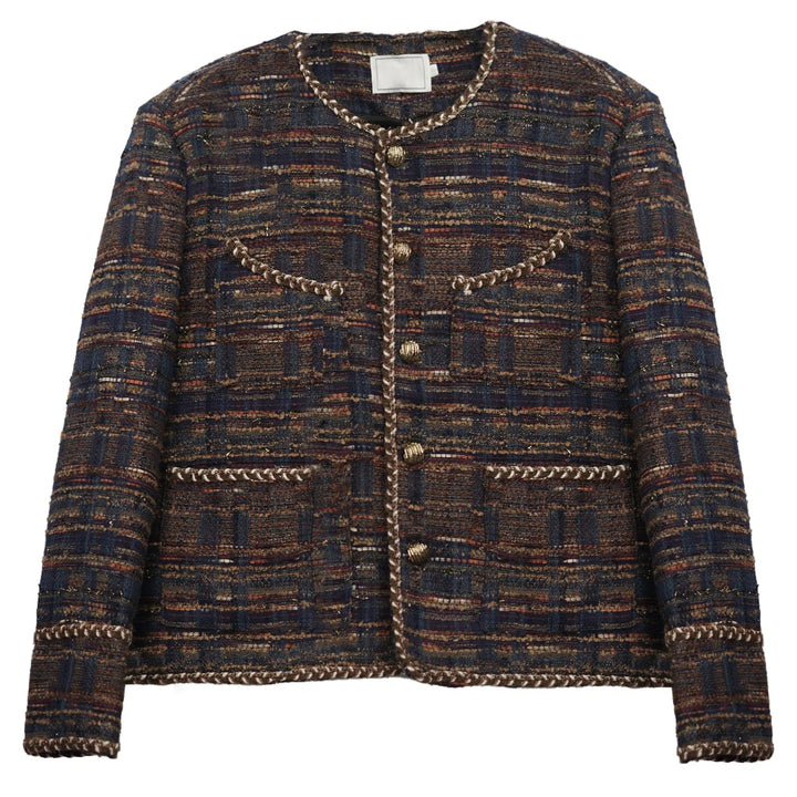 Braided Round Neck Tweed Jacket