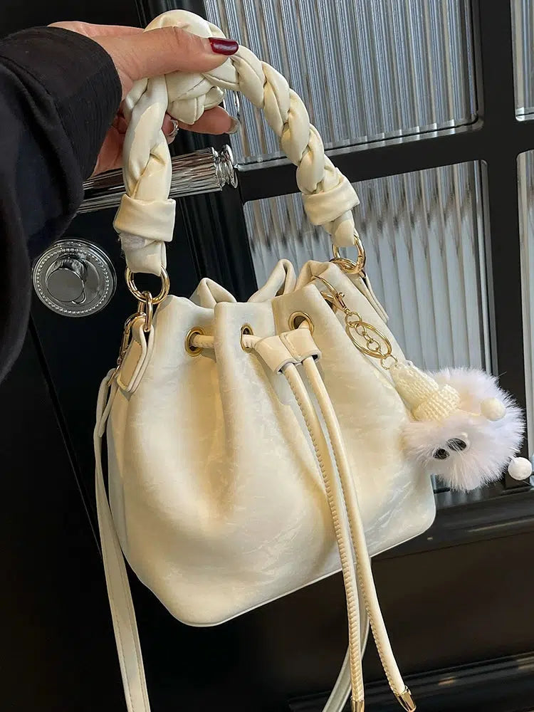 Braided Strap Bucket Bag