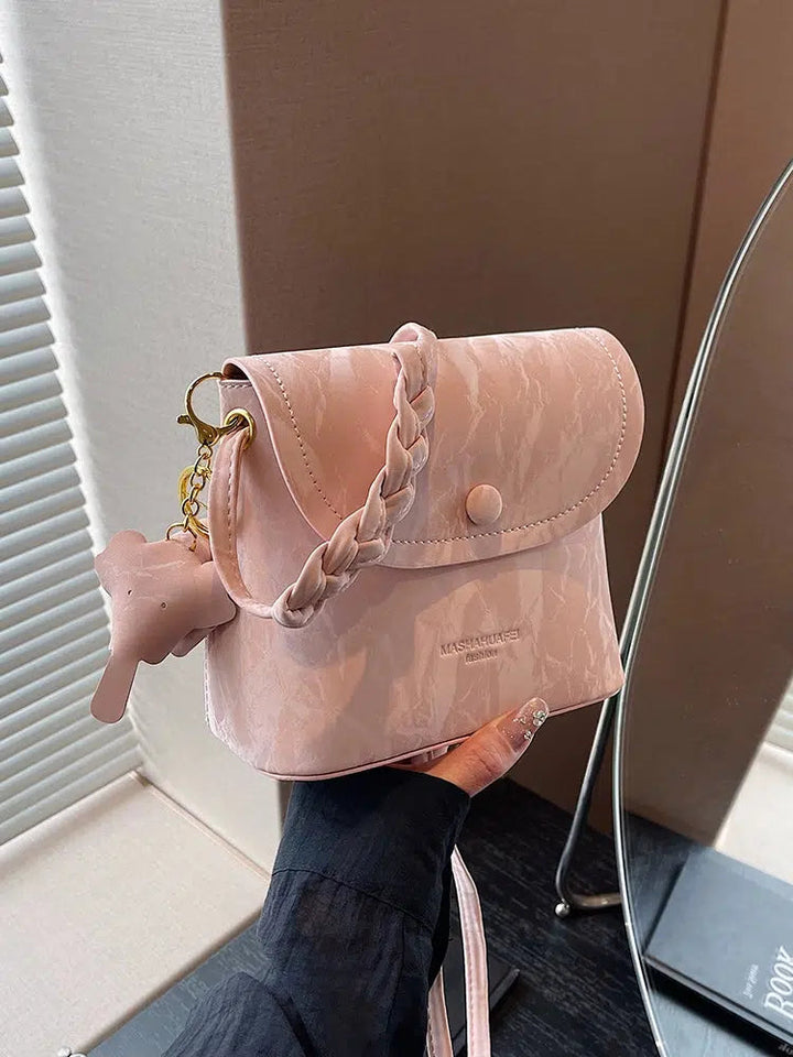 Braided Strap Bucket Shoulder Bag