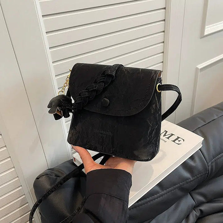 Braided Strap Bucket Shoulder Bag