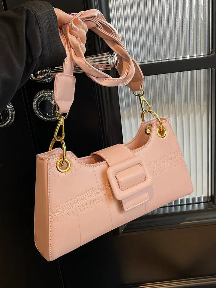 Braided Strap Buckle Shoulder Bag