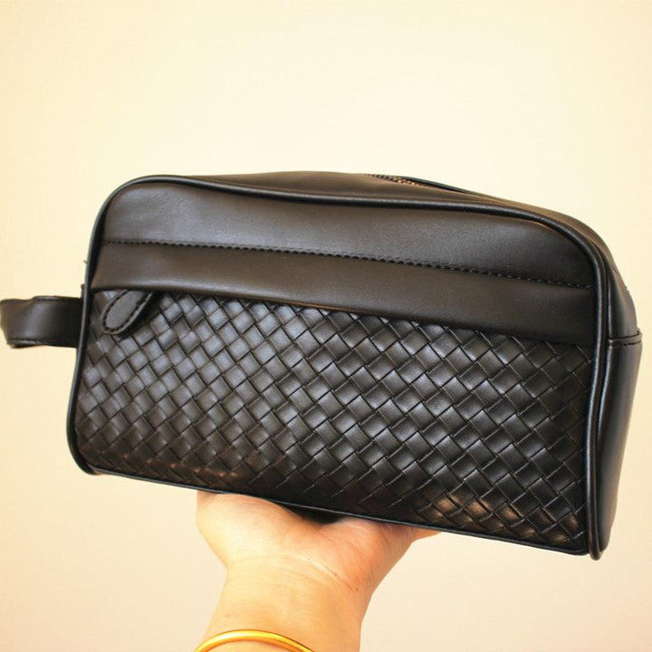 Braided Textured-leather Clutch