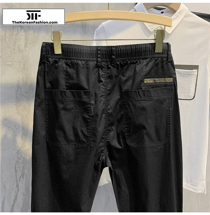 Breathable Lace-up Slim Elastic Waist Pants