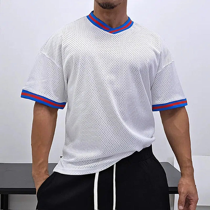 Breathable Striped Accents T-shirt